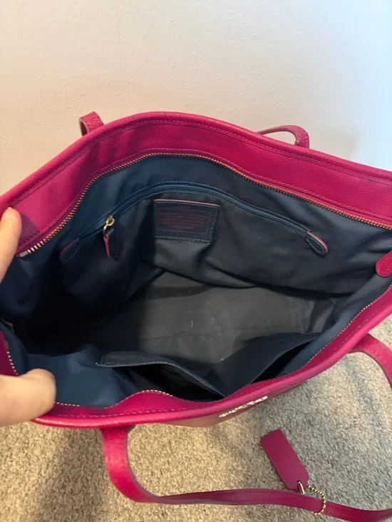 Coach Fuchsia Leather Tote with Gold Hardware - Picture 2 of 3